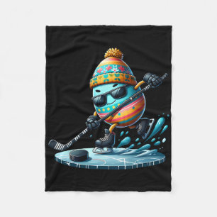 Easter Egg Showing Hockey Skills Eggs Bunny Rabbit Fleece Blanket