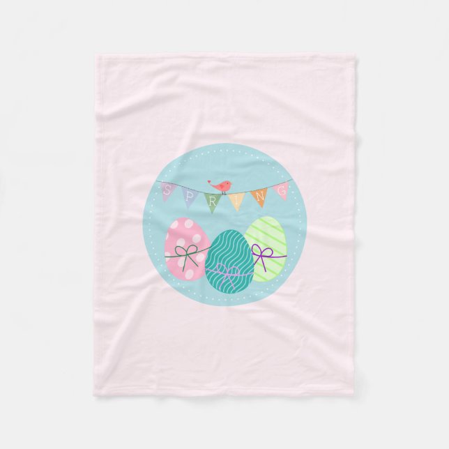 Easter Egg Springtime Lavender Blush Fleece Blanket (Front)