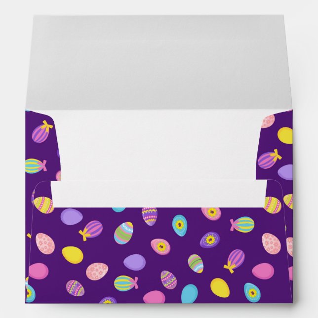 Easter Egg Style Purple Background Art Pattern Envelope (Back (Bottom))