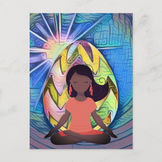 Easter Egg Sunshine and Yoga Girl Colourful Holiday Postcard (Front)