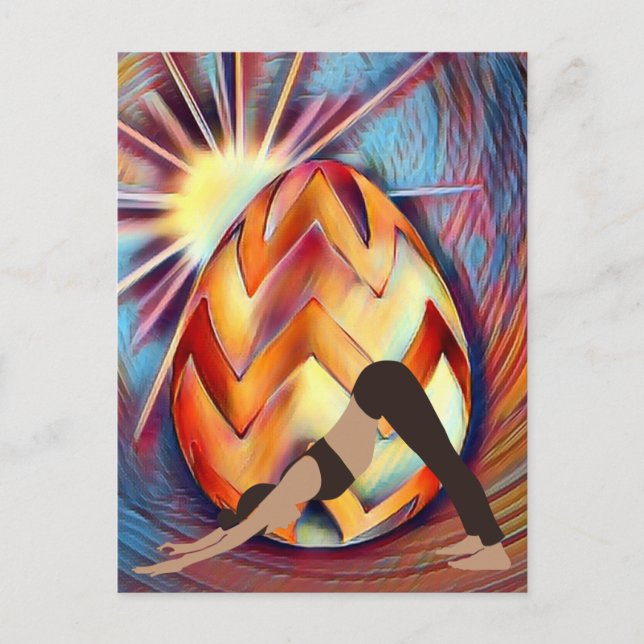 Easter Egg Sunshine and Yoga Girl Meditation Holiday Postcard (Front)