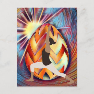 Easter Egg Sunshine and Yoga Girl Meditation Holiday Postcard