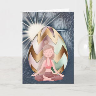 Easter Egg Sunshine, Yoga Girl Happy Birthday Card