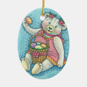 EASTER EGG TEDDY BEAR ORNAMENT Oval