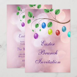Easter Egg Tree Bokeh Easter Brunch Invitation
