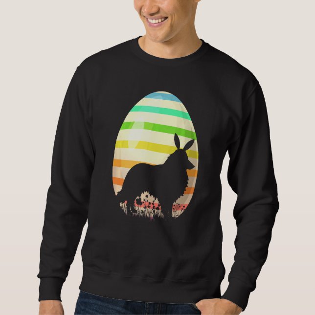 Easter Egg  Vintage Style Sheltie Dog Easter Sweatshirt (Front)