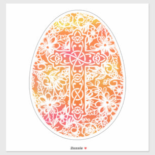 Easter Egg Watercolor Cross Orange