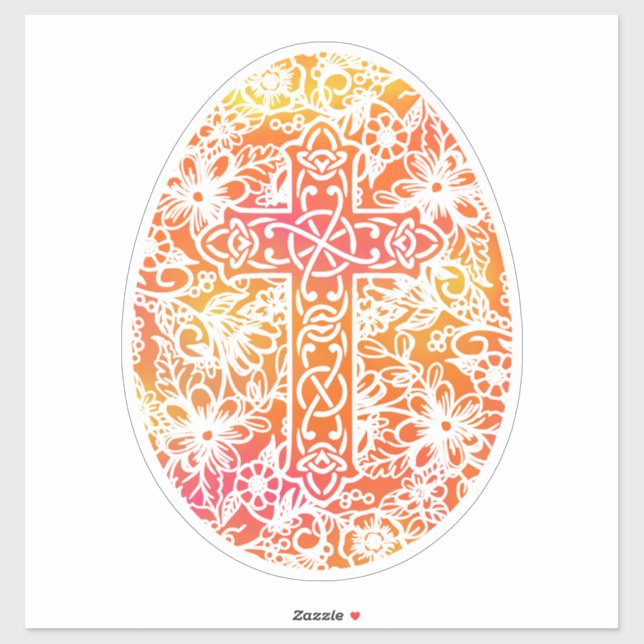 Easter Egg Watercolor Cross Orange (Sheet)