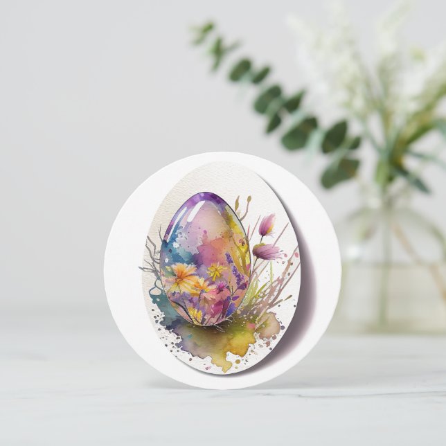 Easter egg watercolor holiday card (Standing Front)