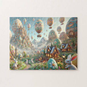Easter Egg Wonderland Whimsical Bunny Scene Jigsaw Puzzle