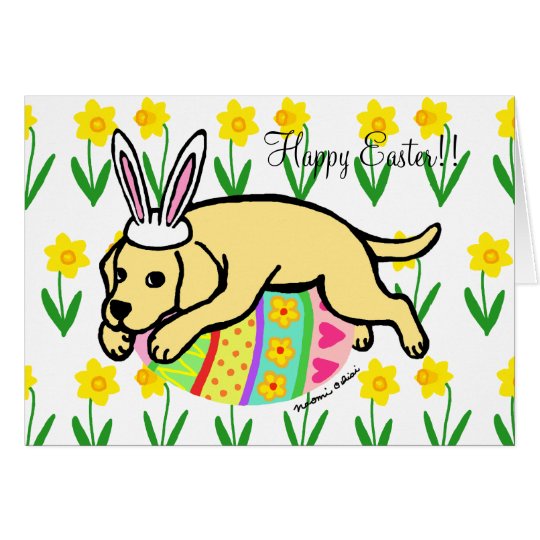 Easter Egg Yellow Labrador Cartoon Card