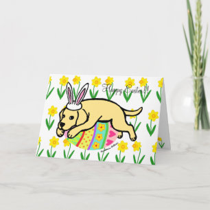Easter Egg Yellow Labrador Cartoon Holiday Card