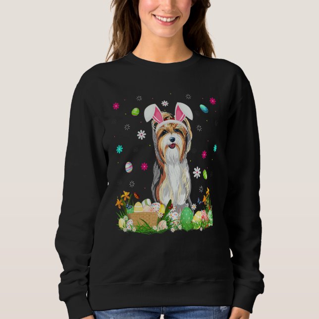 Easter Egg  Yorkshire Terrier Dog Easter Sunday Sweatshirt (Front)