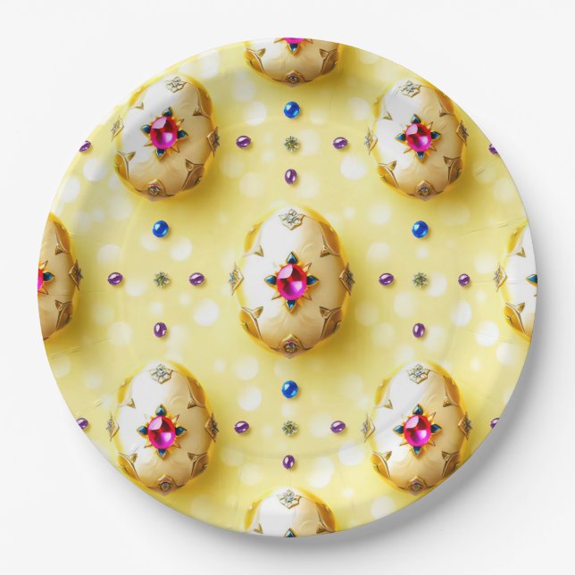EASTER EGGS 3D ~ Bejewelled ~  Paper Plate (Front)