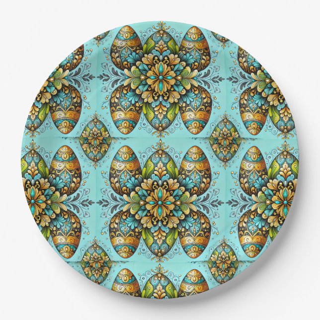 EASTER EGGS 3D ~ Decorated~  Paper Plate (Front)