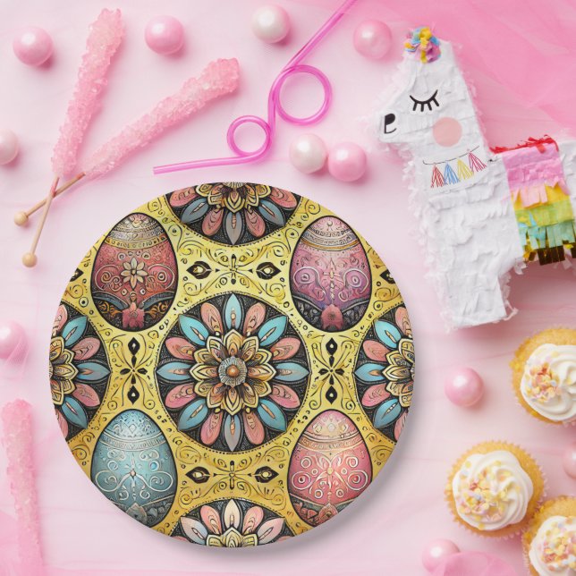 EASTER EGGS 3D ~ Decorated~  Paper Plate (Party)