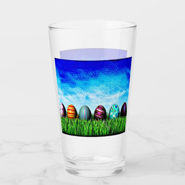 Easter Eggs All In A Row Glass (Front)