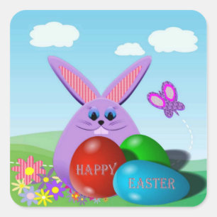 Easter Eggs and Bunny Square Sticker