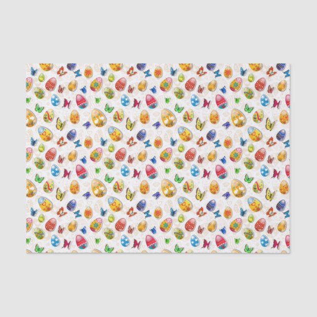 Easter Eggs And Butterflies Tissue Paper (Front)
