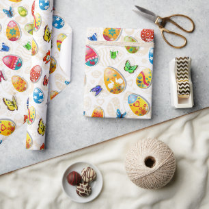 Easter Eggs And Butterflies Wrapping Paper