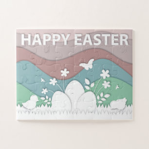 Easter eggs and chicks in spring nature jigsaw puzzle
