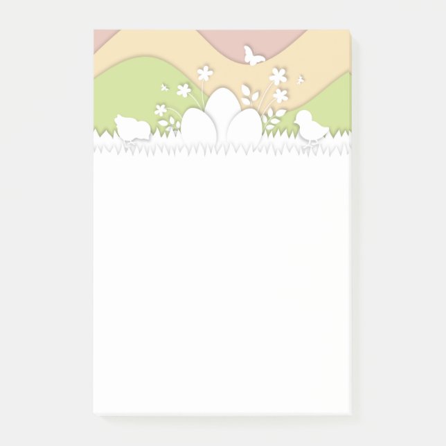 Easter eggs and chicks in spring nature post-it notes (Front)