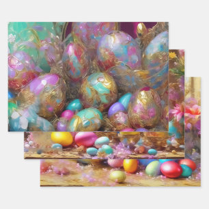 Easter Eggs And Flowers. 011 Wrapping Paper Sheet