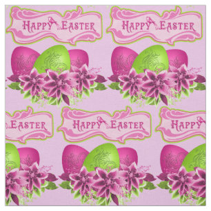 Easter Eggs And Flowers Happy Easter 4.5" Fabric