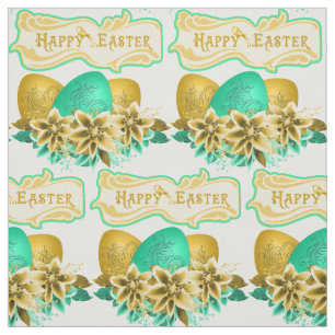 Easter Eggs And Flowers Happy Easter 4.5" Fabric