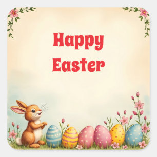 Easter Eggs And Little Rabbit Popular Collection Square Sticker