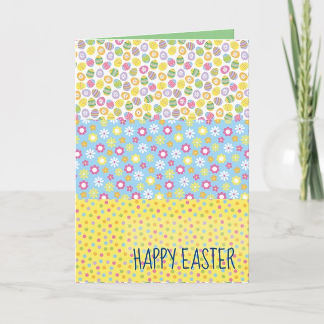 Easter Eggs And Spring Flowers Greeting Card (Front)