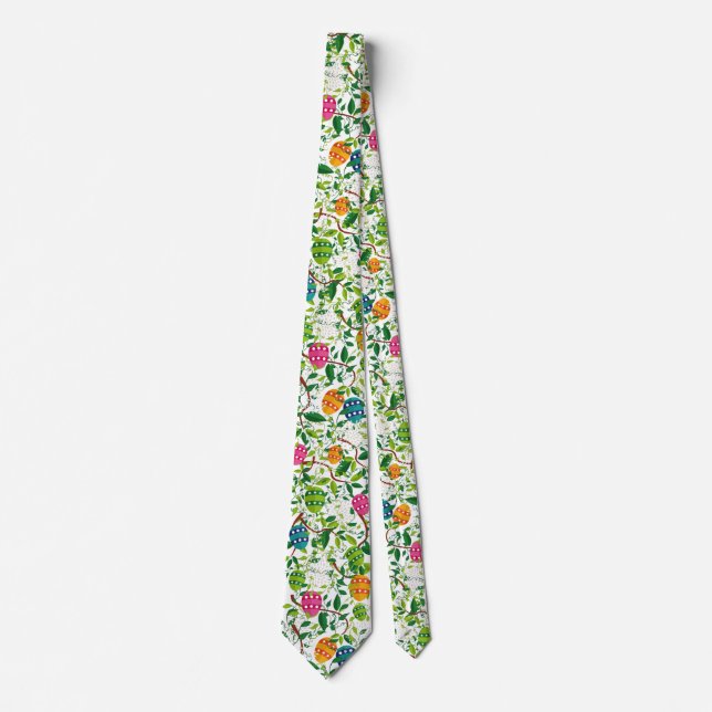 Easter Eggs And Spring Flowers Pattern Tie (Front)