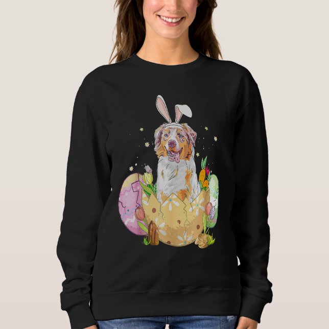 Easter Eggs Australian Shepherd Bunny Dog Sweatshirt (Front)