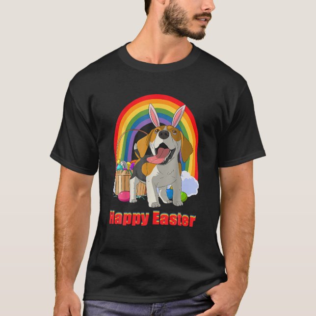Easter Eggs Beagle Bunny Dog T-Shirt (Front)