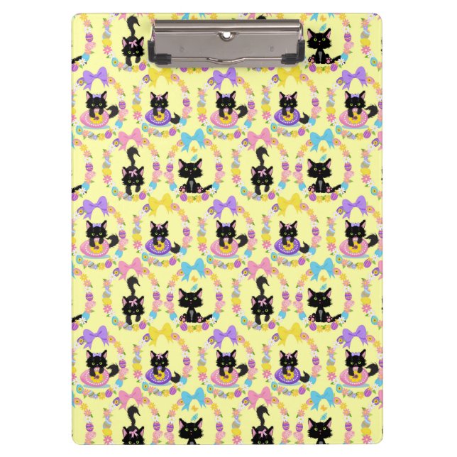 Easter Eggs Black Cat Pattern Pet Animal Lover Clipboard (Front)