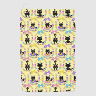 Easter Eggs Black Cat Pattern Pet Animal Lover Golf Towel