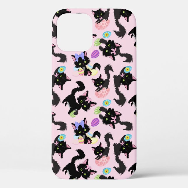 Easter Eggs Black Cat Pet Animal Lover Cat Owner Case-Mate iPhone Case (Back)