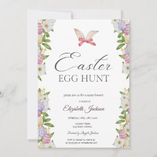 Easter Eggs Bunny Ears Flowers Brunch & Bubbly  Invitation