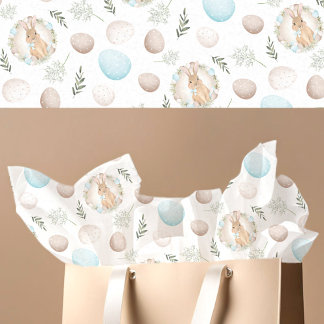 Easter Eggs & Bunny Pattern Pastel White Tissue Paper
