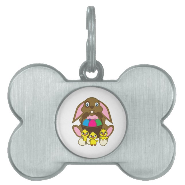Easter Eggs Bunny Pet ID Tag (Front)