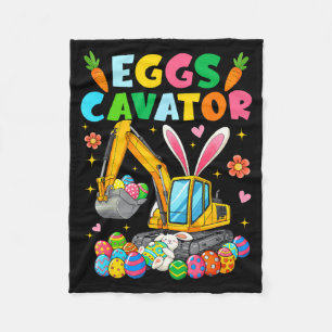 Easter Eggs-cavator Bunny Rabbit Excavator Boys Me Fleece Blanket