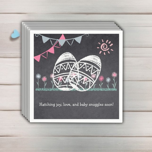 Easter Eggs Chalkboard Drawing Baby Shower Napkin (Creator Uploaded)