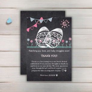 Easter Eggs Chalkboard Drawing Baby Shower Thank You Card