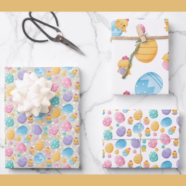 Easter Eggs & Chicks Pattern | Pastels Colours  Wr Wrapping Paper Sheet (Creator Uploaded)