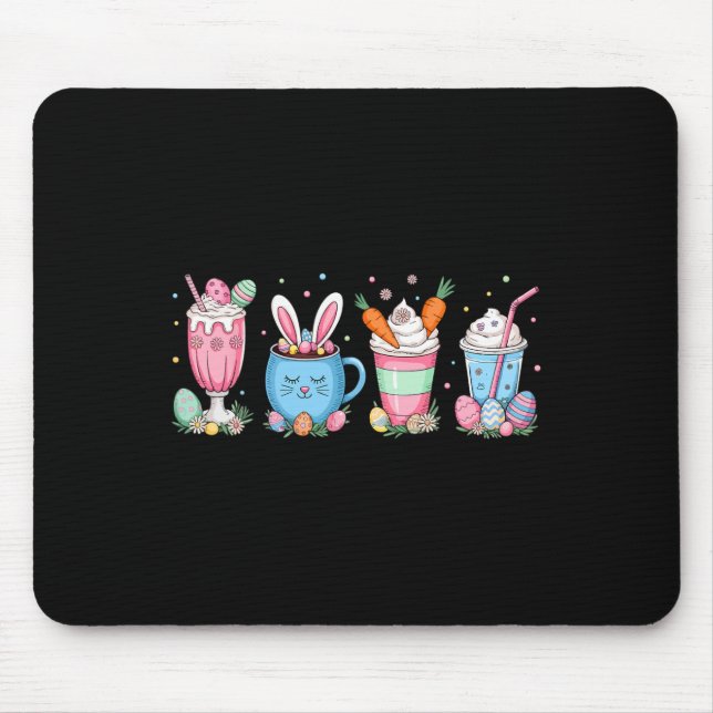 Easter Eggs Coffee Bunny Cups Latte Iced Cream Wom Mouse Mat (Front)