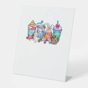 Easter Eggs Coffee Bunny Cups Latte Iced Cream Wom Pedestal Sign