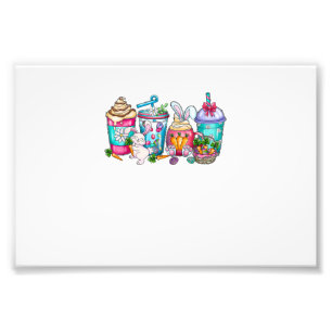 Easter Eggs Coffee Bunny Cups Latte Iced Cream Wom Photo Print