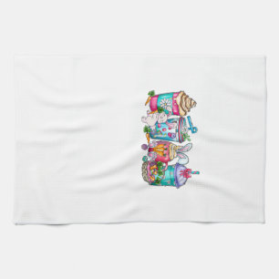 Easter Eggs Coffee Bunny Cups Latte Iced Cream Wom Tea Towel