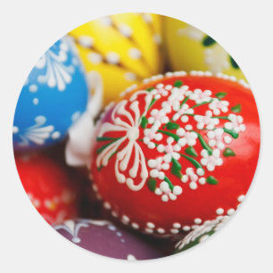 Easter Eggs Colourful Holiday Pattern Spring Art Classic Round Sticker