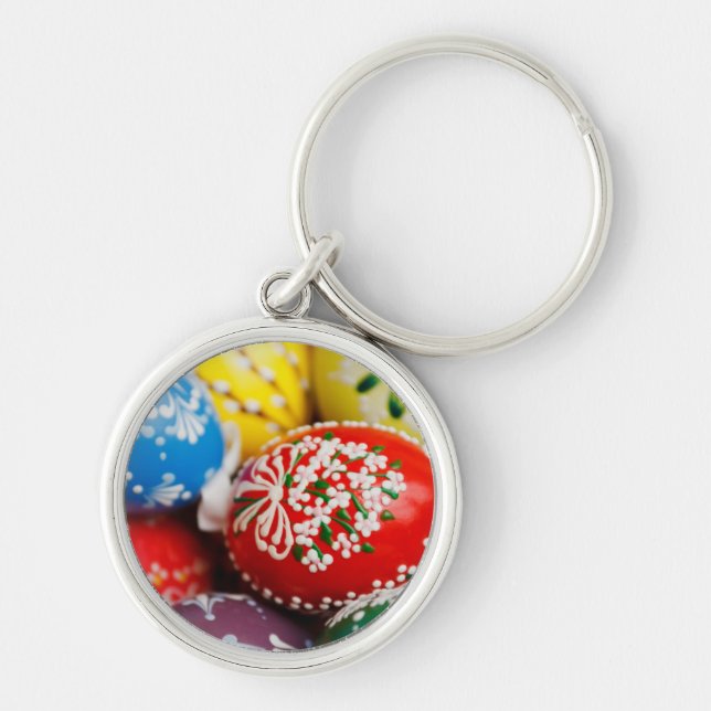 Easter Eggs Colourful Holiday Pattern Spring Art Key Ring (Front)